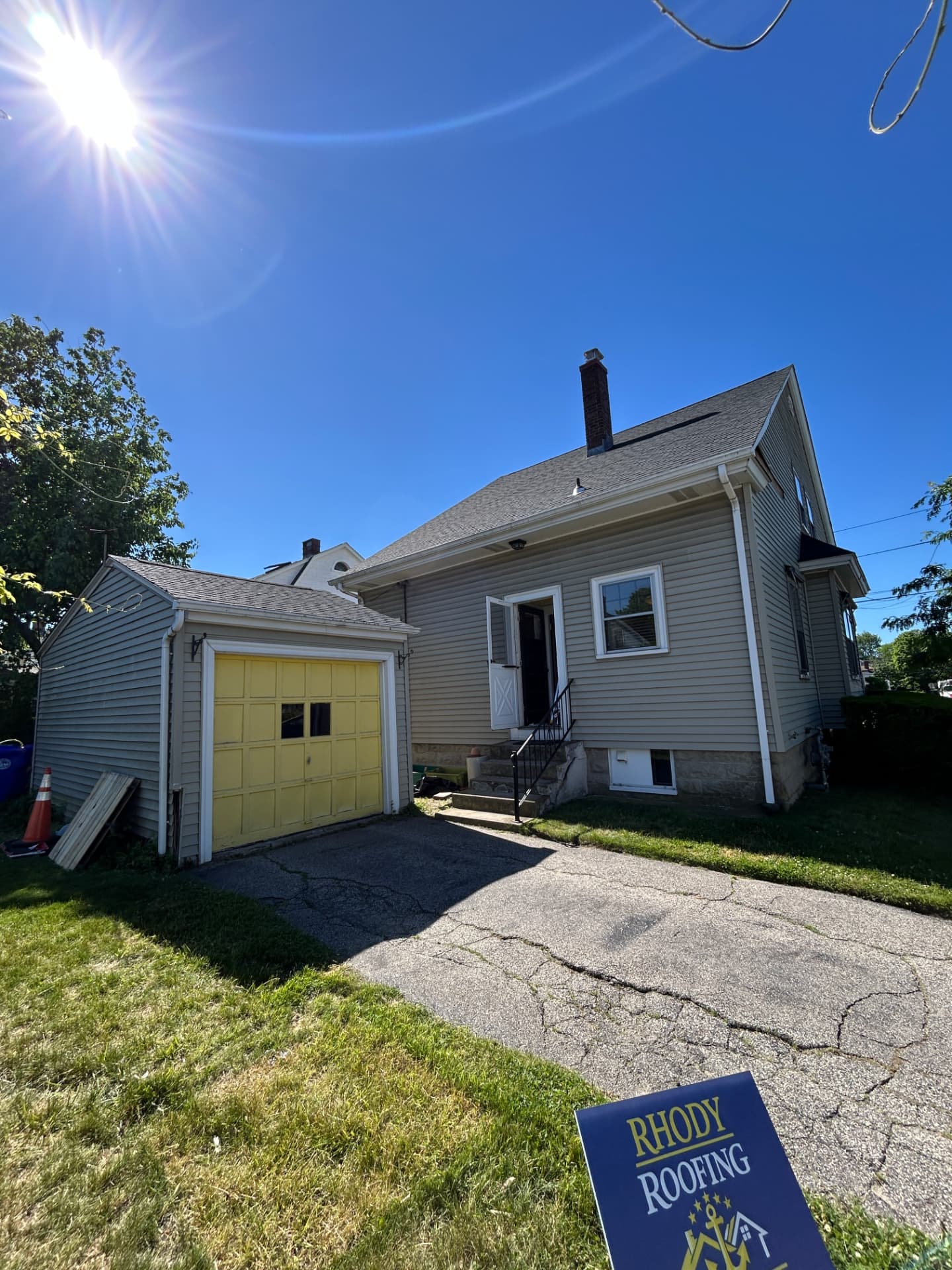Residential roof replacement completed on a Rhode Island single-family home